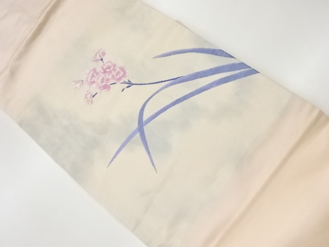 JAPANESE KIMONO / VINTAGE NAGOYA OBI / WOVEN FLORAL PLANTS
